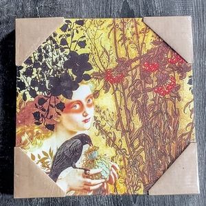 New in packaging Papaya art girl and crow stretched canvas print